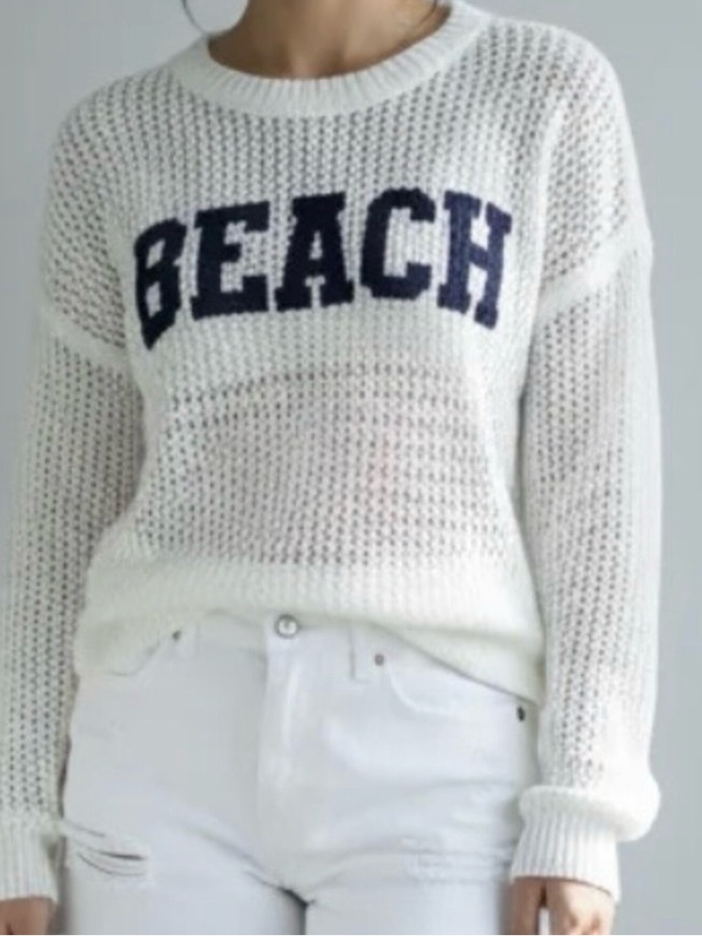 NEW ZSupply White 'Beach' Knit Sweater